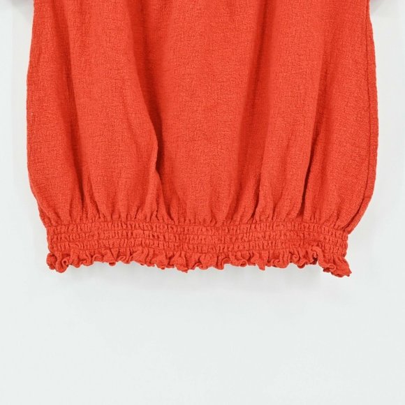 MADEWELL Texture & Thread Womens Sz S Orange Drawstring Top Textured Cropped Fit - Picture 7 of 9